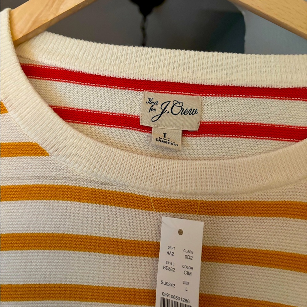 J Crew Multi-Stripe Sweater - Lightweight Cotton, Large